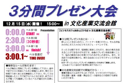 3分間プレゼン大会in文化産業交流会館
