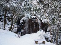 雪の鶏鳴の滝