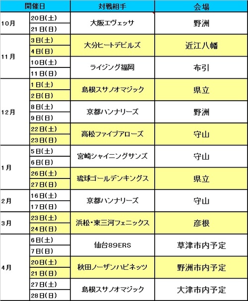 2012-2013シーズンホームゲーム日程のお知らせ