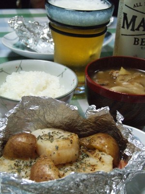 夜は旦那の手料理でした