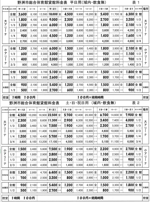 域内料金表 域内料金表