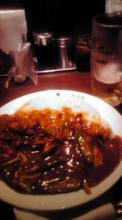 カレーライスと生ビールで!