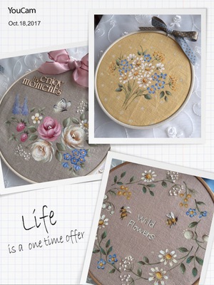 松井京子先生の刺繍枠でつくる壁飾り、完成でぇす❣️