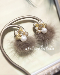 ファー付ビジューピアス 福岡へ…