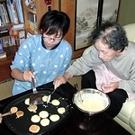 おやつのどら焼き作り