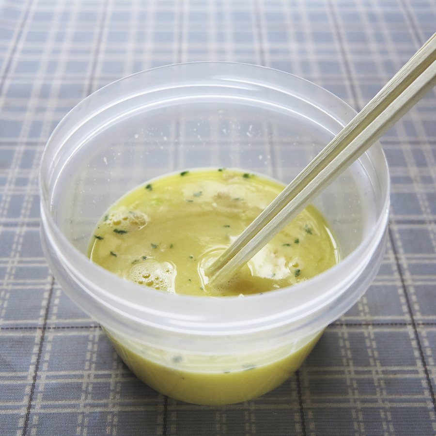 レンジで簡単！新食感のタマゴポータジュふわとろスープ[お腹にやさしい？ごはんレシピ・１回目]
