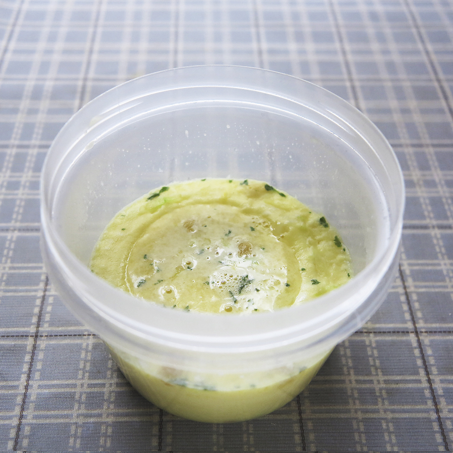 レンジで簡単！新食感のタマゴポータジュふわとろスープ[お腹にやさしい？ごはんレシピ・１回目]