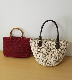 パイナップル模様のカバー付き麻ひもバッグ