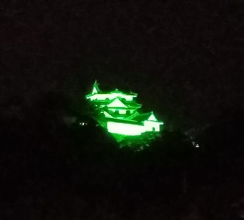 お祭り人 ｍｏｍｏ ｔａｒｏの滋賀咲くblog 彦根城がグリーンに 医療従事者への感謝のブルーライトアップから