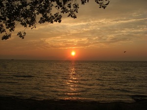 琵琶湖周航の歌を合唱♪夕陽もきれいでした。