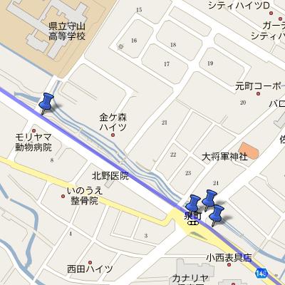 ほたる散策コース　守山銀座西交差点～ほたるの森資料館編