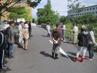 目田川にカンナ200株植えました（5月29日）