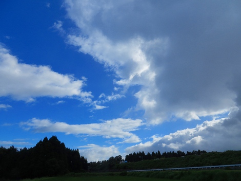 湿度高く・・山沿い雨で、琵琶湖岸は白雲も・・