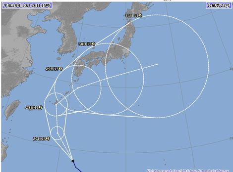 晴れて一日・・台風22号遠くへ行って！