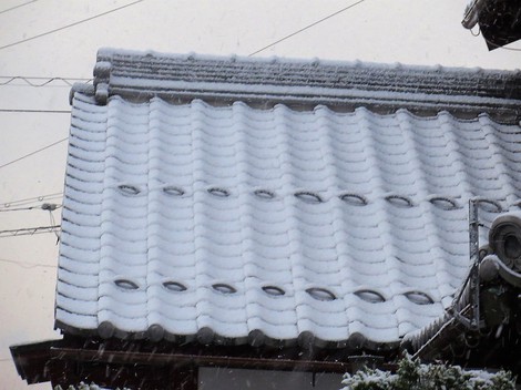 薄く雪の朝・・日曜日の朝冷たいわ！！