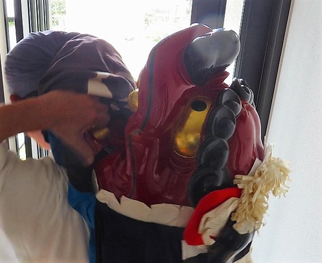 曇天で・・獅子舞さん来た！