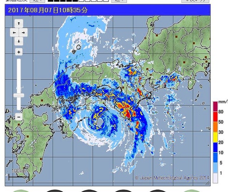 高島市　［発表］大雨（土砂災害），洪水，暴風警報　［継続］雷注意報　