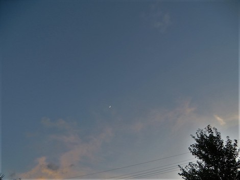 七夕の夕景にお月様