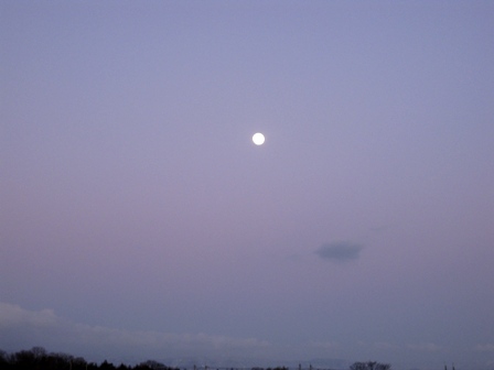 朝の琵琶湖と夕のお月様