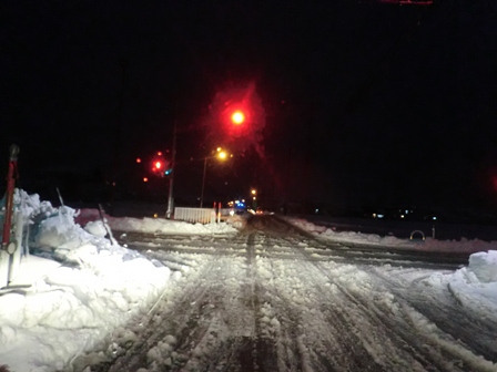 帰り道・・今夕も雪で