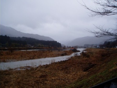 紅梅と虹と雨の高島市の土曜日