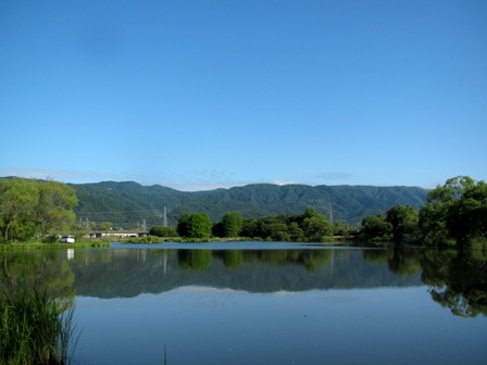 朝の月、朝の金星、朝の琵琶湖