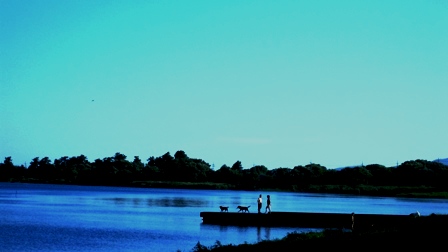 夏の夕景・・琵琶湖が蒼かったです。