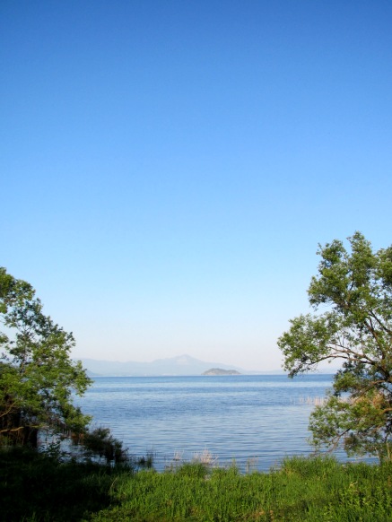 朝の景・・夕の景で琵琶湖